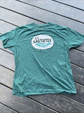 Simms Men's Teal Green Logo Short Sleeve Tee